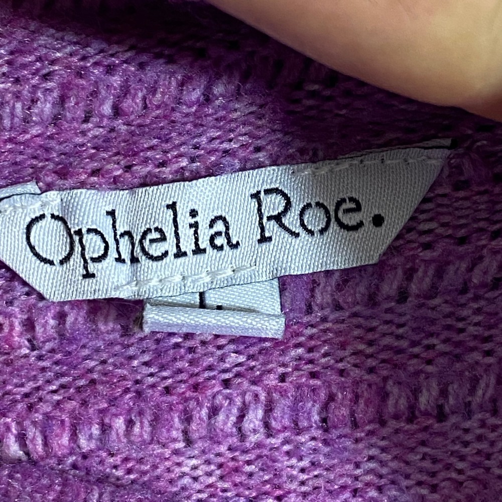 Ophelia Roe Purple Ribbed Mock Neck‎ Drop Shoulder Knit Sweater Large - Picture 2 of 13